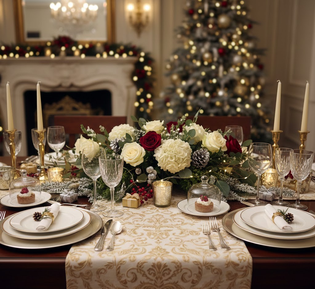 Elegant holiday table setting